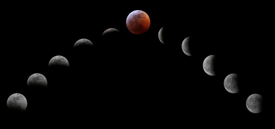 Senior Laurel Ainsworth tracked and photographed the progress of the eclipse on January 20 over the course of three hours to record the beginning, totality, and the end.