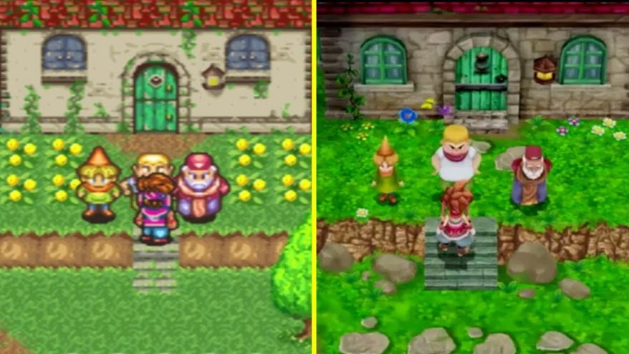 The 1993 game Secret of Mana side by side with its 2018 remake. Courtesy of YouTuber Cycu1