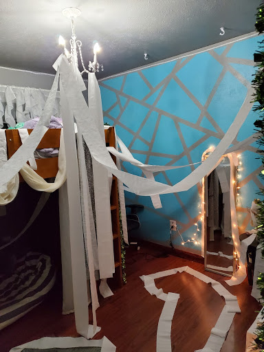 Addie Cutright’s room after it was teepeed in a prank war