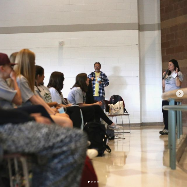 Assistant Principal Cassie Ally greets Lobo Camp attendees and walks them through the camp agenda