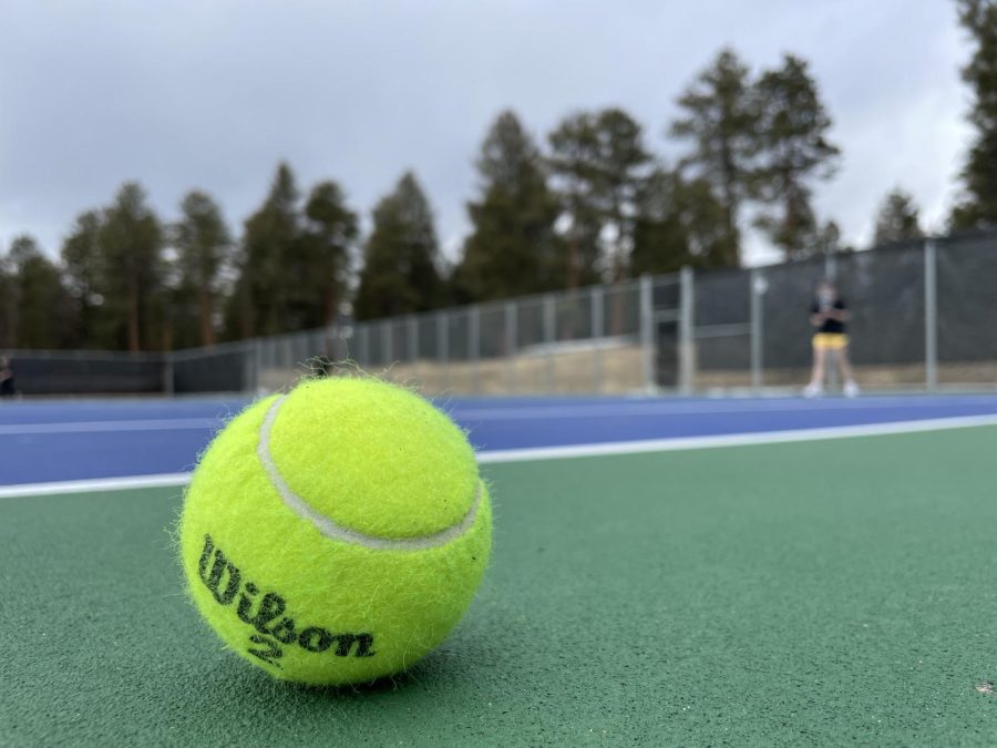 Girls tennis practices at home Friday, April 7. The team has been focusing on moving on the court and different strokes with the racket at recent practices.