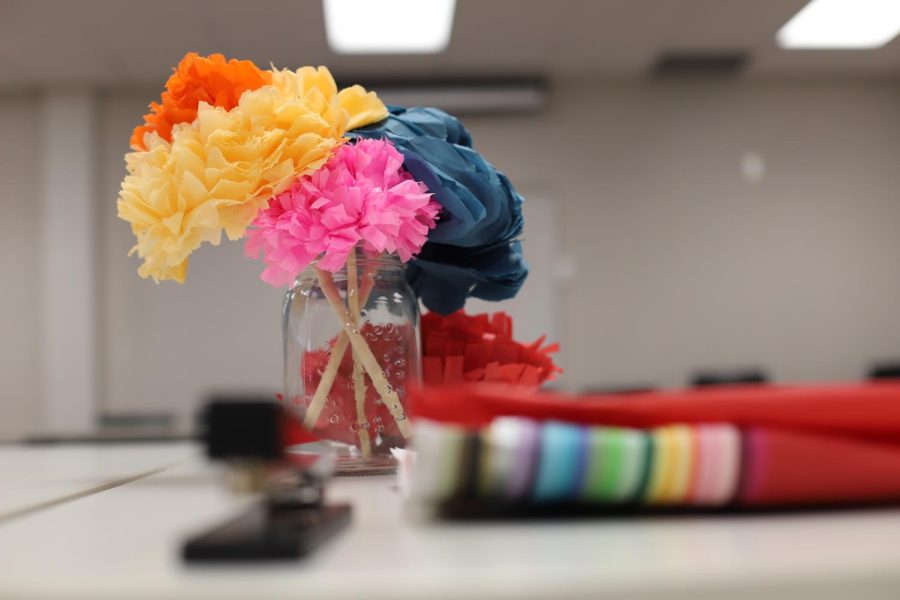 On April 12 Teen Librarian Kyler Wesner organized a paper flower craft event at the Conifer library, as requested by the Teen Advisory Board for the Evergreen and Conifer libraries, made up of Conifer and Evergreen High School students.