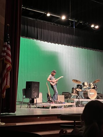 Junior Cole Hunt plays the guitar for his act. Hunt played his guitar alongside music being blasted over the speakers. He received a lot of applause, which was one of the factors the judges used in their decision for the winners. 