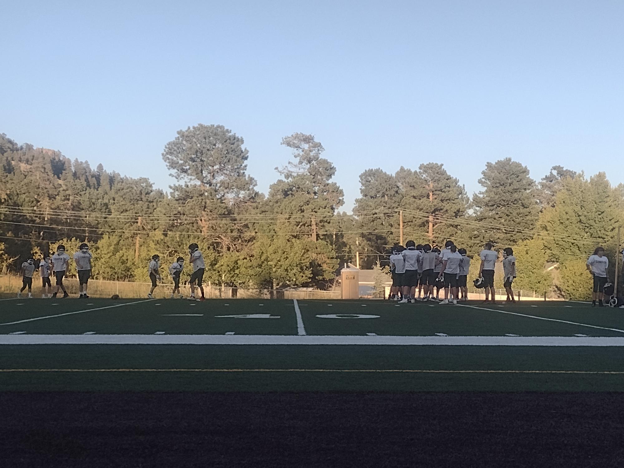 Conifers JV football team at practice on September 6, 2023. Football is an intense sport that can almost make you forget about everything else going on, freshman JV football player, Abigail Leidel said. 