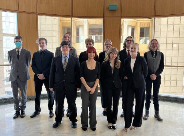 Mock trial team wears professional attire, prepared to compete against 14 other schools in the Jeffco Courthouse. 
“It’s competitive, which I love and enjoy,” Sophomore Gabie Bartlett said. 
